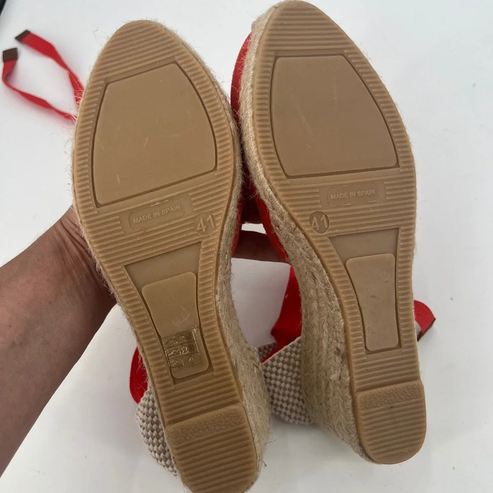 Boden Cassie Espadrilles Wedge Tomato Poppy Red Cherry Girl Beach Resort Size 10